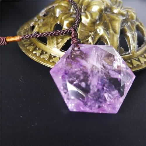 Free shipping Natural amethyste big satellite pendant facets with rope free shipping