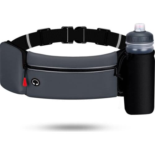 Running Belt Bag Adjustable Large Pocket Water Resistant Waist Fanny Pack with Foldable Water Bottle Holder for Runners Unisex