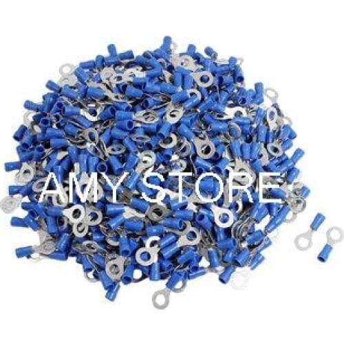 RV2-6 Ring Tongue Type Pre Insulated Terminals Blue for AWG 16-14