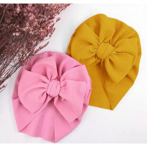 Big Bows Girl Hat Solid Color Baby Bonnet Hat Spring Summer Kids Headwear Toddler Girls Turban Infant Children Beanie Cap