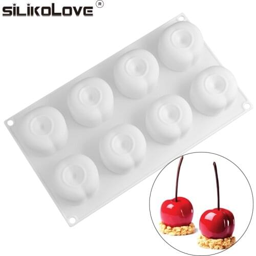 SILIKOLOVE Cherry 8Cavity Silicone Cake Mold for Bread Loaf Pan Baking Decoration Tools for Cakes Non Stick Silicone Moulds