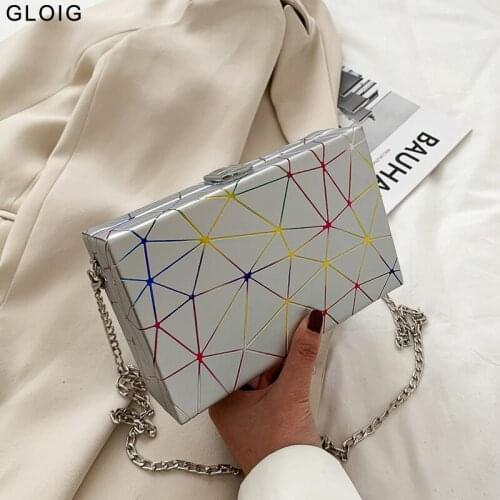 Fashion Women Evening Bag Chain Shoulder Female New Design Party Handbags Stripped Ladies Purse Bags