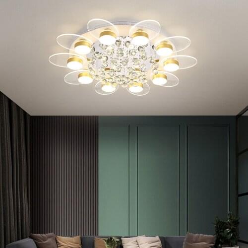 Lights For Living Room Dining Room Decoration Led Ceiling Lights Crystal Bedroom Lamp Creative Round Nordic Style Light Fixture