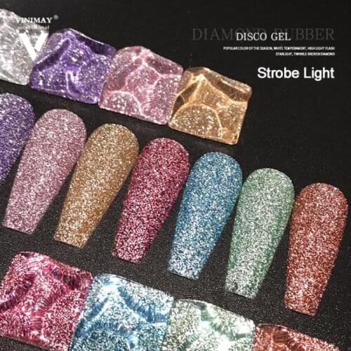 Reflective Glitter Nail Gel Polish Sequins UV Gel Nail Varnish Soak Off Long Lasting Nail Art Gel Polish Bungee Nails Polish