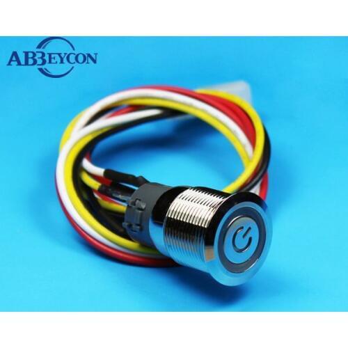 TY 1946Z 19mm Flat round head latching ring LED customized switch power logo with connector