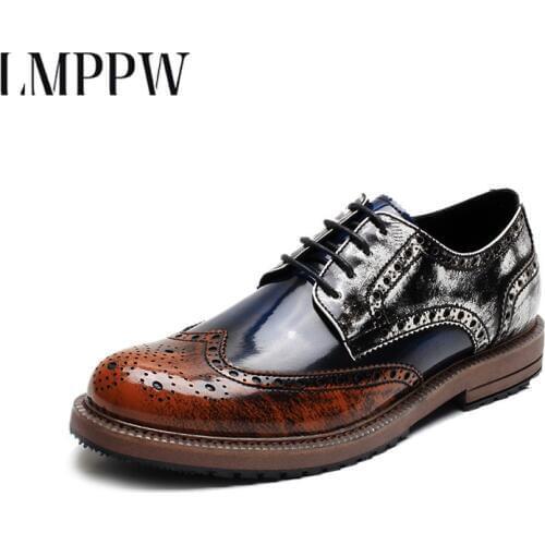 Retro Bullock Design Men Classic Business Formal Shoes Pointed Toe Leather Shoes Men Oxford Dress Shoes Brogue Shoes Loafers 2a