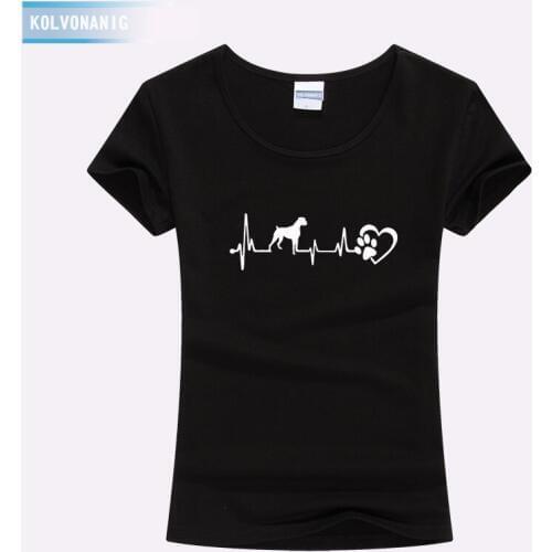 2018 Womens O-neck T-Shirts Summer Style Fashion Swag Girl Anime Tee Shirt I Love Dog Heartbeat Animal Printed T-Shirt TO-48