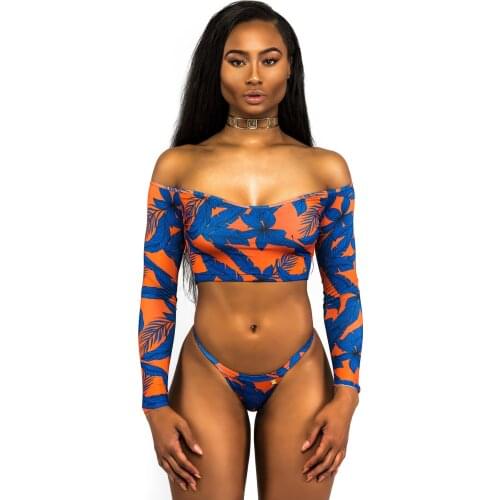 S-XL Women Long Sleeve Swim Shirts Strapless Sexy Two Piece Swimsuits