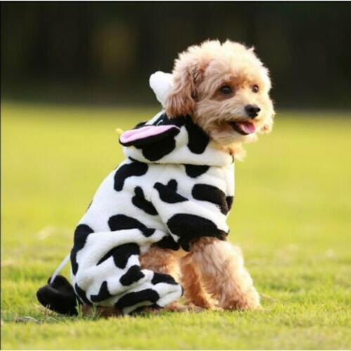 Cow Costume Pet Dog Coats Winter Cotton 4 Legs Hooded Coat Pajama Puppy Doggy Warm Clothes Jacket Apparel Cows Outfit Coat