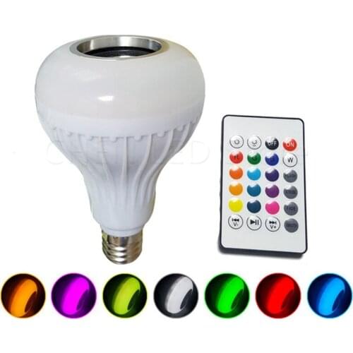 1PCS E27 Smart RGB RGBW Wireless Bluetooth Speaker Bulb Music Playing Dimmable LED Bulb Light Lamp with 24 Keys Remote Control