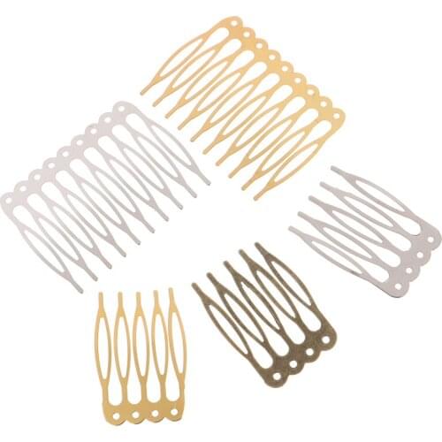 10pcs 5/10 Teeth Metal Hair Comb Bronze Tone Hair Clips Claw Hairpins DIY Jewelry Findings & Components Wedding Hair Supplies