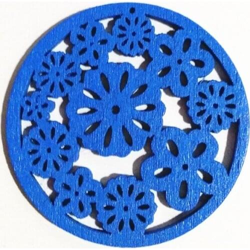 FUYIER Wooden Hollow Out Flower Wood Pendant For Key Chains Necklace for Toy For Earring DIY Accessories 12 pcs