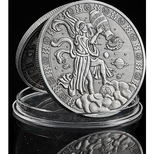 12 Constellation Aquarius Embossed Symbol Love Collectible Coin Value (01.20- 02.18)