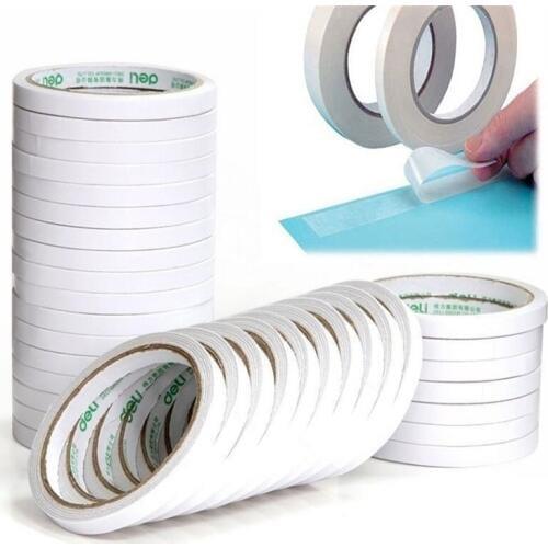 2pcs 20mm x 12M White Super Strong Double Sided Adhesive Tape Paper Strong Ultra-thin High-adhesive Cotton Double-sided Tape