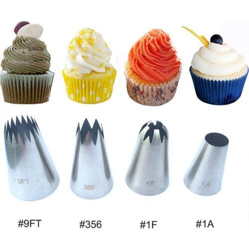 4pcs Metal Cream Tips Set Pastry Tools Cake Cream Decoration Icing Nozzle Cupcake Head