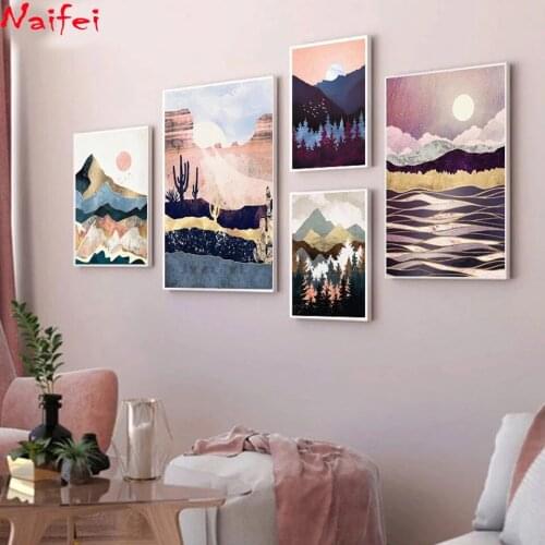 5D Diamond Painting Abstract Landscape Mountain Forest Diamond Embroidery Wall Art Cross Stitch Kit Rhinestone Mosaic Home Decor
