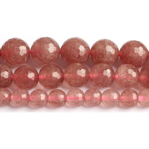 6/8/10mm Faceted Natural Cherry Quartzs Stone Beads Gem Round Loose Beads for Jewellery Making Diy Bracelet Necklace 15