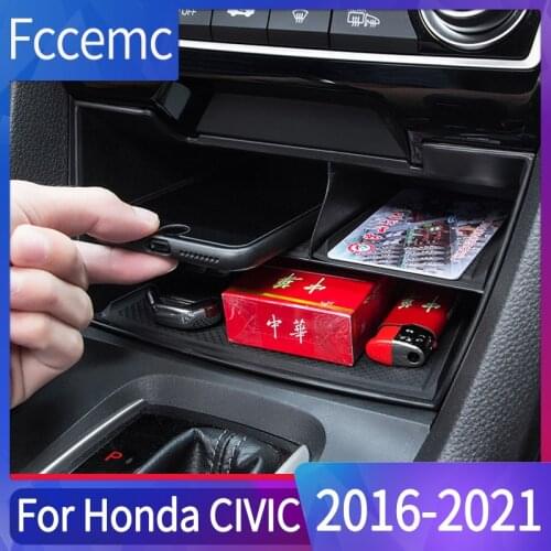 Car Gap Storage Box Central Control Tiered Organizer Interior Munti-functional Pocket Auto Accessories For Honda Civic 2016-2021
