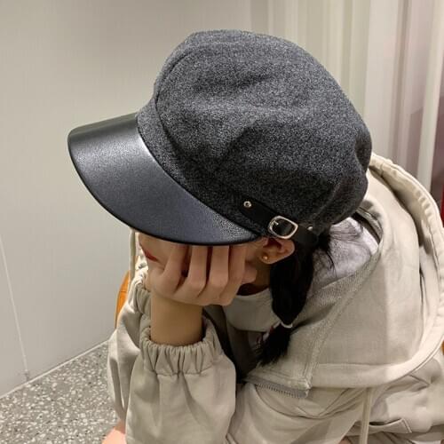 New Women Berets Fashion Autumn Winter Octagonal Caps Stylish Artist Painter Hat Ladies Wool Cotton Blend Black Grey Beret Hats