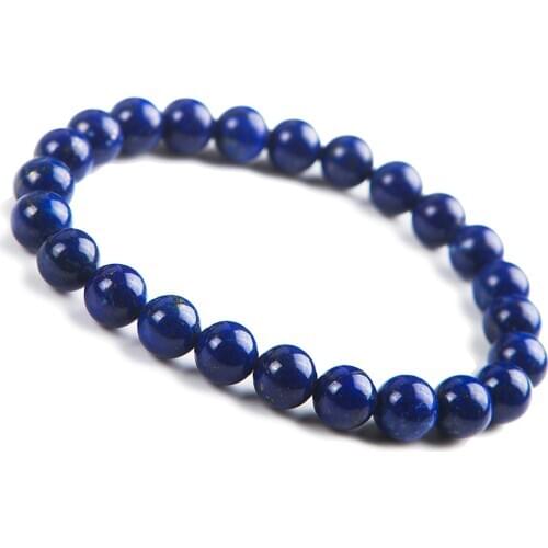 Genuine Natural Lapis Lazuli Gemstone Round Beads Bracelet 8mm Stretch Beads Woman Men Rare Fashion Crystal AAAAA