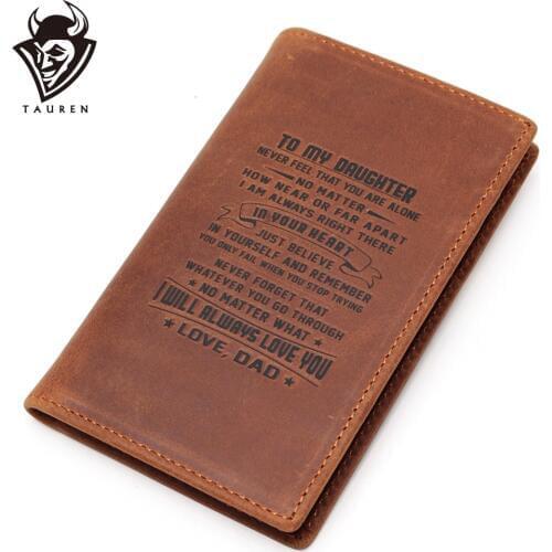 Parent To Childen Gift Wallet Card Slots RFID Blocking Genuine Leather Holder Crazy Horse Organ Bag