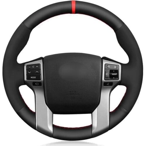 Car Steering Wheel Cover Black Genuine Leather Suede For Toyota Land Cruiser Prado 2010-2017 Tundra Tacoma 4Runner 2014-2019