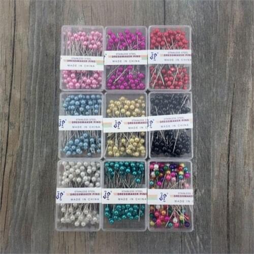Color round pearl headdress making needle sewing DIY craft wedding Brooch sewing positioning box sewing tool 100 pieces