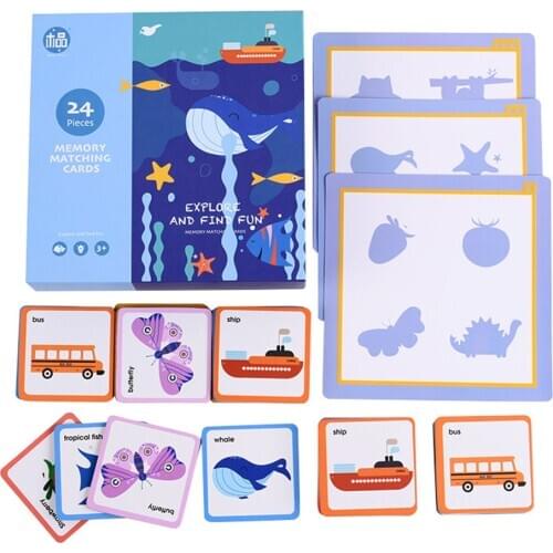 Memory Toys for Children 4-6 Y Memory Exercise Card Matching Game Flash Cards Animal /Transport/English Congnition Learning Toys