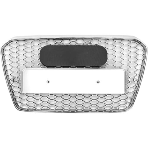 For RS5 Style Front Sport Hex Mesh Honeycomb Hood Grill Silver for Audi A5/S5 B8.5 2012 2013 2014 2015 2016