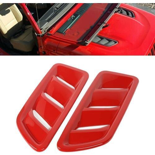 DWCX 2pcs Red ABS Hood Engine Bonnet Air Vent Outlet Cover Trim fit for Jeep Wrangler JL 2018 2019
