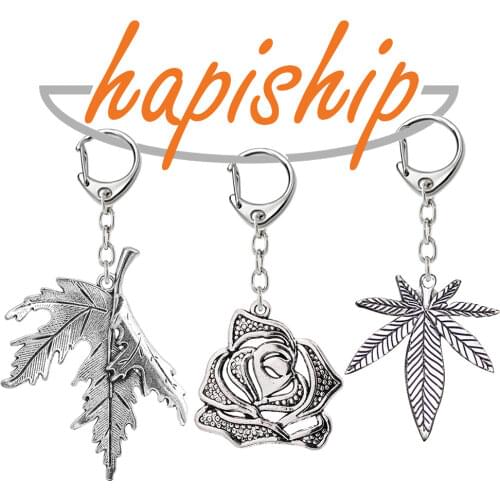 Hapiship 2018 Women/Mens Fashion Handmade Vintage Rose Flower Leaves Key Chains Key Rings Alloy Charms Gifts YSDY158