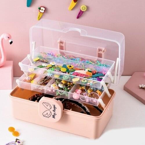 HGHO Childrens Hair Accessories Storage Box Girl Rubber Band Headdress Desktop Finishing Dressing Jewelry Case