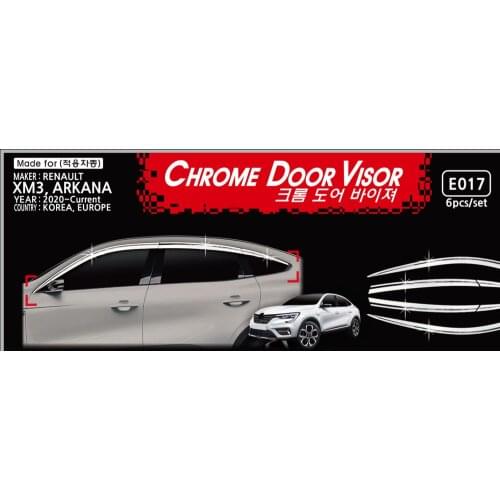Chrome door visor side window deflector shade sun rain shield silver trips eaves for Renault Samsung XM3 2020
