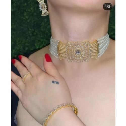 JaneKelly Luxury Big 2pcs Jewelry Set With Cubic Zirconia for Women Bridal Party Wedding Accessories Saudi Arabic Dubai