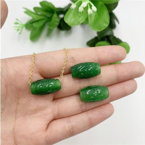 1pc Natural Green Jade 20MM Hand Carving Ruyi Beads Pendant Chinese Necklace Jewellery Fashion Amulet Gifts Women Free Rope New