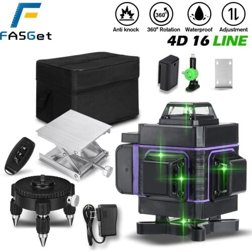 FASGet 16 Lines 4D Laser Level Level Self-Leveling 360 Horizontal And Vertical Cross Super Powerful Green Laser Level