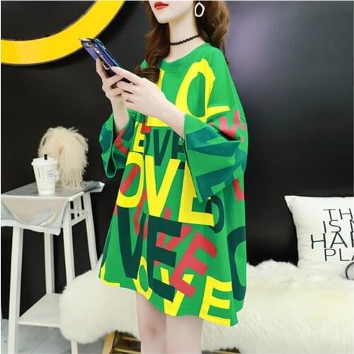 Summer New Letter Printing T shirt Women Clothes 2020 Streetwear Lazy Wind Korean Loose Vogue Half Sleeve Tee Shirt Female Z269