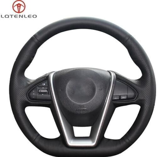LQTENLEO Black Artificial Leather Hand-stitched Car Steering Wheel Cover For Nissan Lannia 2015-2019 Maxima 2016 2017 2018 2019