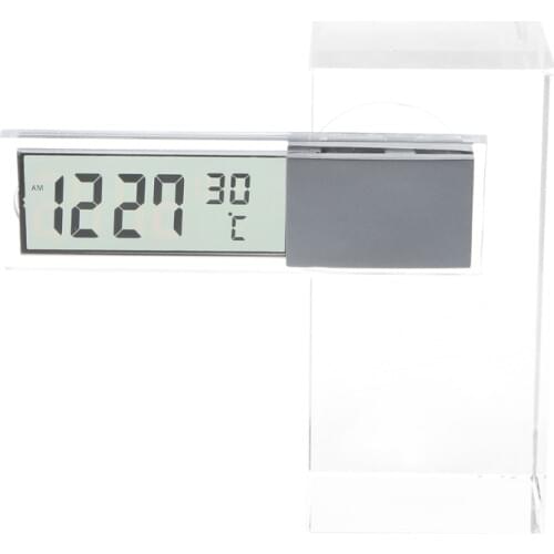 Mini 2 in 1 LCD Digital Auto Car Clock + Thermometer w/Suction Cup