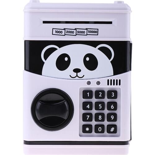 Mini Cartoon Panda Cash Coin Can Box Music Deposit Machine Electronic Piggy Bank