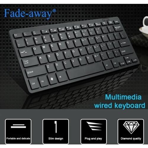 Mini USB Wired Super Slim Keyboard USB 2.0 Multimedia Thin Keyboard 78 Keys Ergonomic Computer Desktop Keyboard For Notebook PC