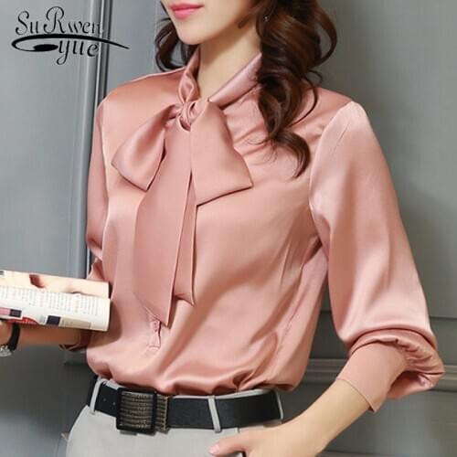 Blusas Mujer De Moda New Long Sleeve Bow Collar Office Ladies Plsu Size Tops Chiffon Blouse Womens Tops and Blouses 2198 50