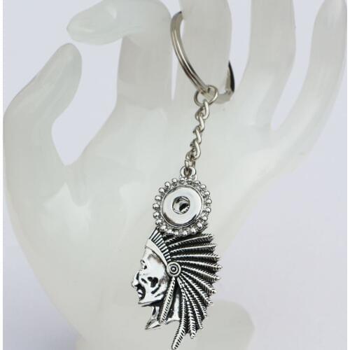 Fashion Vintage Indians Figure Keyring Diy 12mm 18mm Metal Snap Buttons Keychain Diy Snap Pendant Charm jewelry For Men
