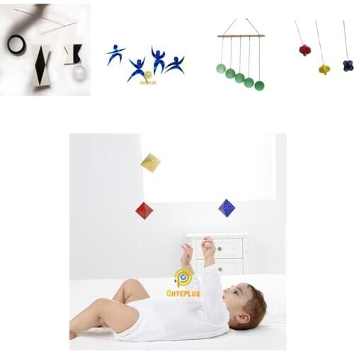 Set of 5) Montessori Mobiles Visual Sense N Focus Exercises Baby Toys 0-12 Months Munari/ Dancer/ Gobbi/ Octahedron/ Tricolore