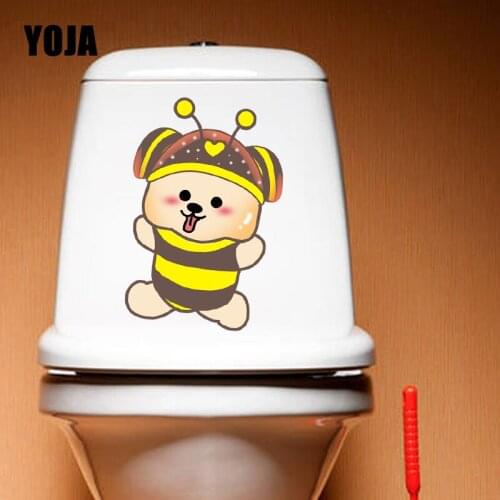 YOJA 14.8X22.5CM Cartoon Home Decor Wall Sticker Toilet Decal Intereting The Facial Expression Of The Bee T5-0987