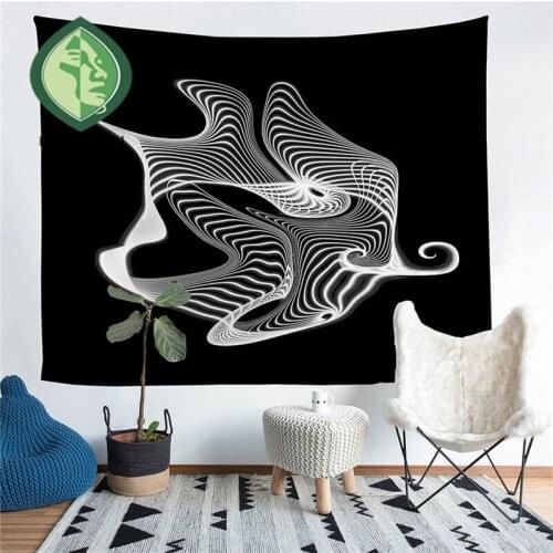 HELENGILI Home Furnishing Abstract Line Tapestry Wall Hanging Sandy Beach Picnic Throw Blanket Camping Tent Sleeping Pad