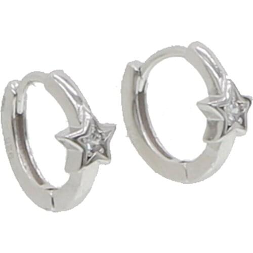 Real 925 sterling silver small star with single AAA cz earrings for Women Girls Anti-Allergic Jewelry For party gift gold color