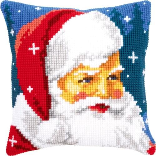 DIY Cross Stitch Cushion Cover Kind Santa Needlepoint Kits Printed Canvas Chunky Yarn Cross-stitch Pillow Case Arts & Crafts