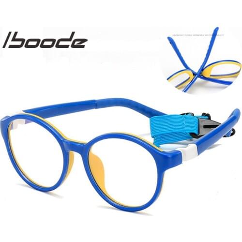 Iboode Brand Children Anti-blue Light TR90 Computer Glasses Kids Boy Girl Spectacle Frame Sports non-slip Eyeglasses For Student