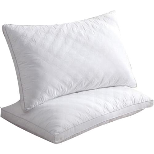 Solid Color Health Pillows For Sleeping Home Hotel Bedding Pillow Core Pure Cotton Washed Feather Velvet Cervical Neck Pillow